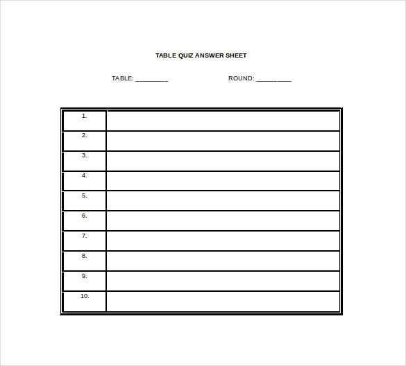 printable test answer sheet