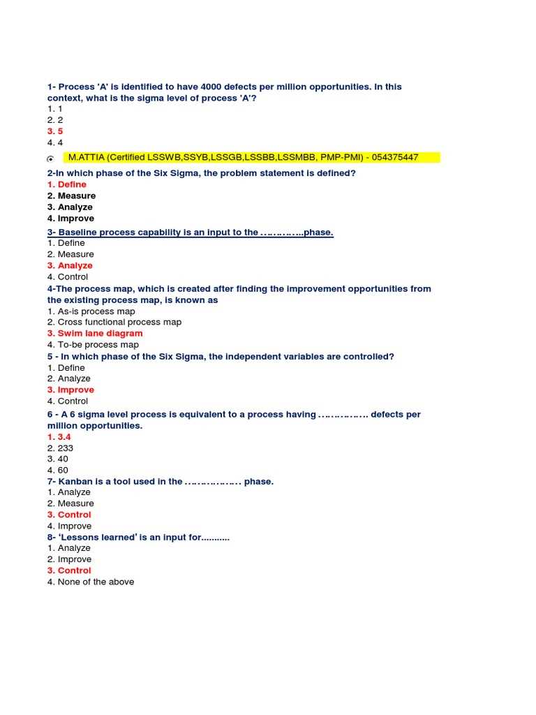 lean six sigma white belt exam answers