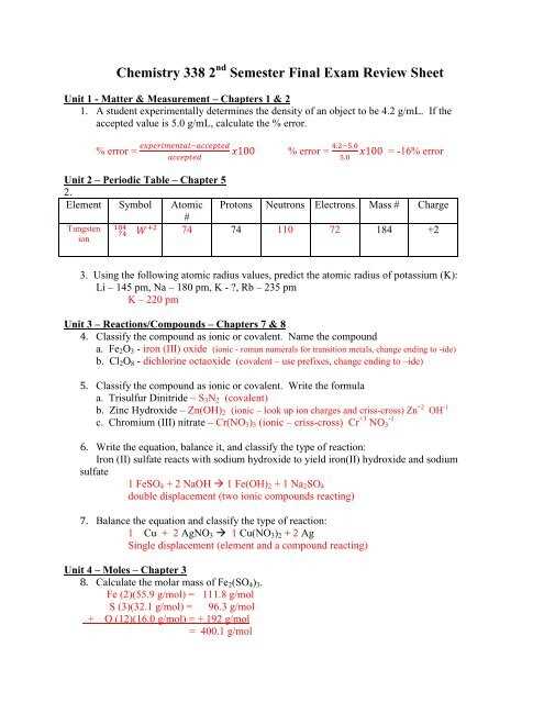 chemistry spring final exam review answers chemistry spring final exam review answers