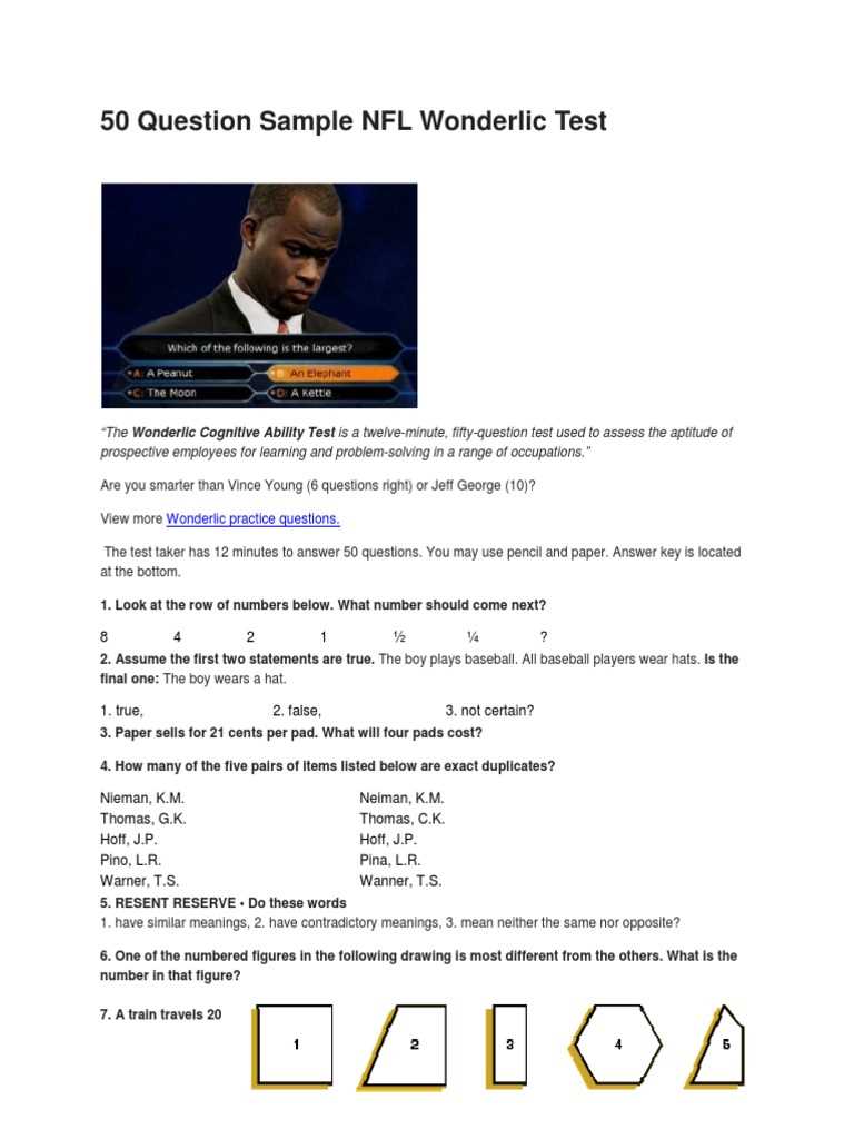 wonderlic cognitive ability test answers
