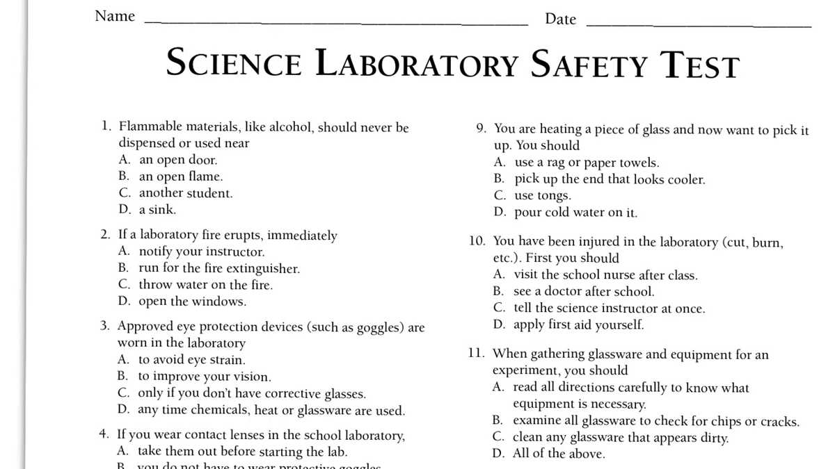 wood lab safety exam answer key