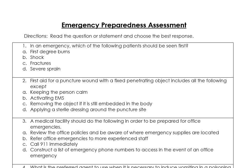 first aid exam questions and answers