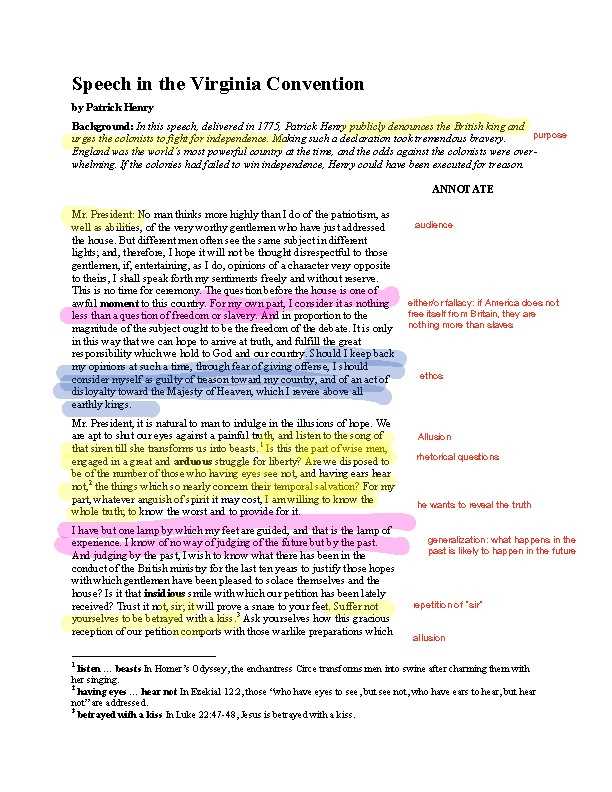 speech to the virginia convention selection test answers