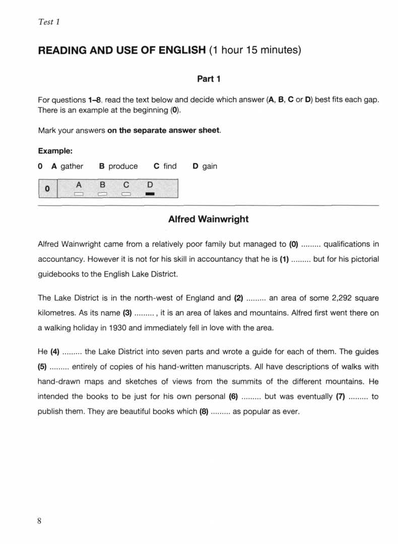 cambridge book 1 test 3 reading answers