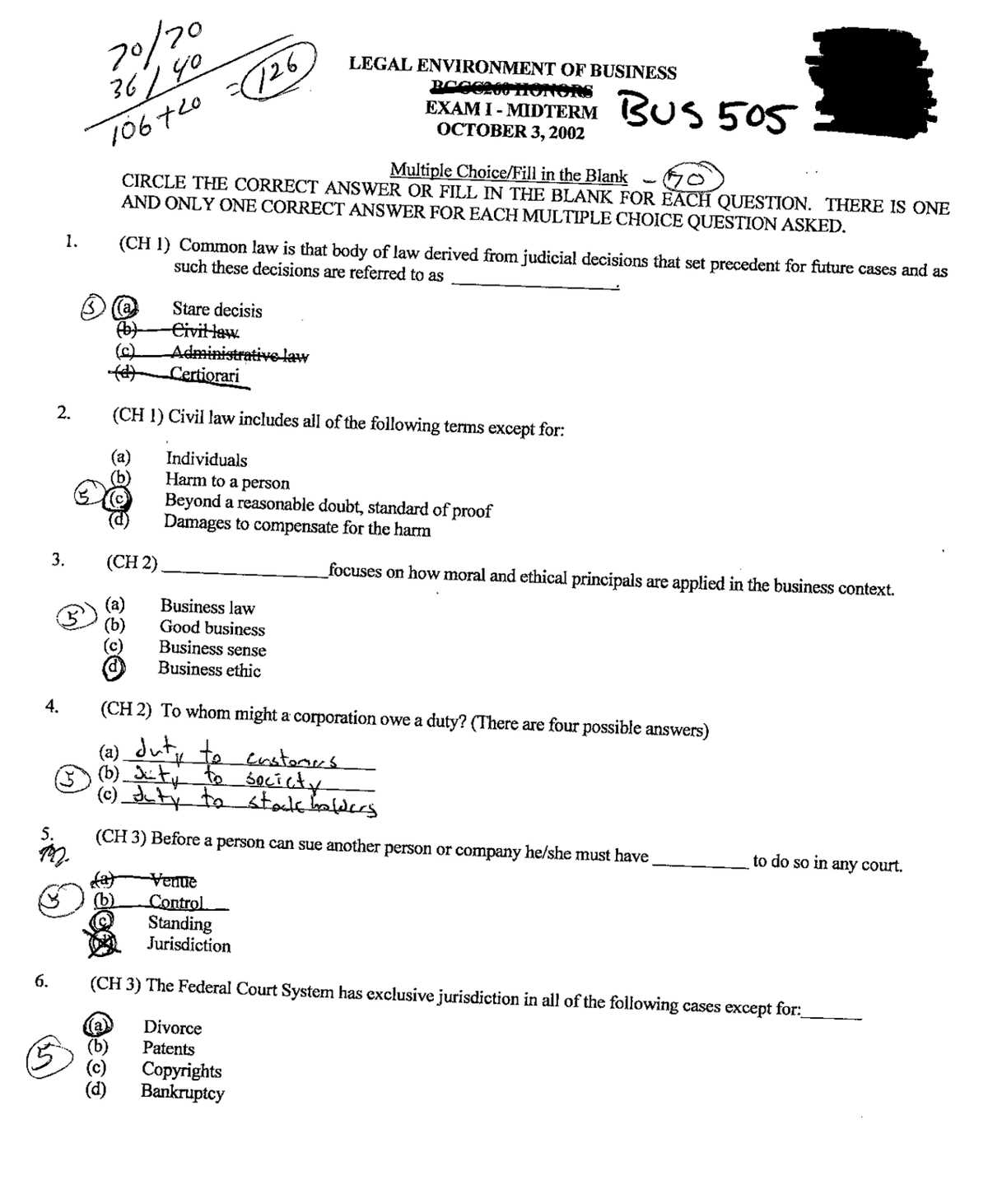 introduction to business law exam questions and answers