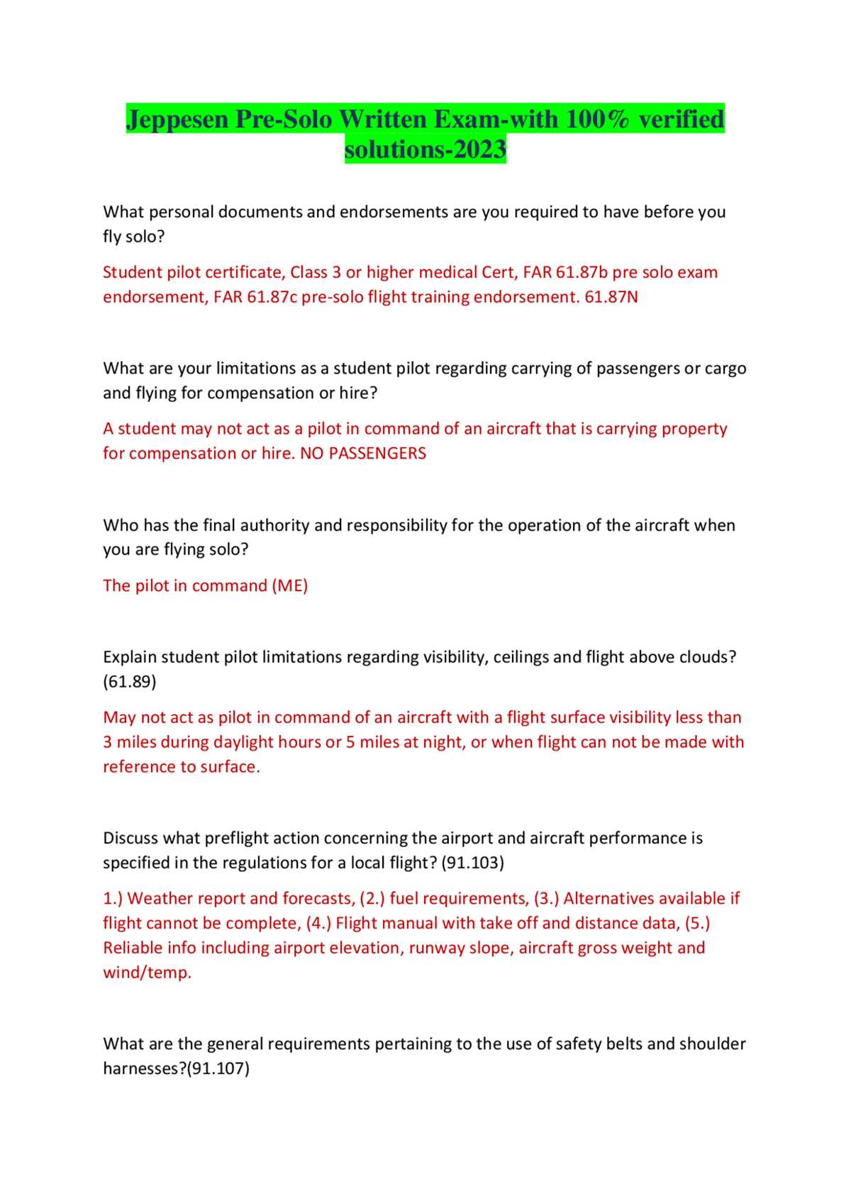 pilot flying j assessment test answers