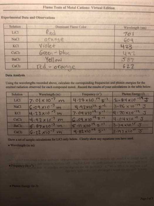 flame test lab answers