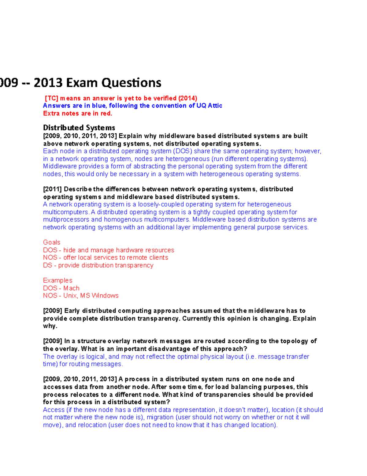distributed systems exam questions and answers