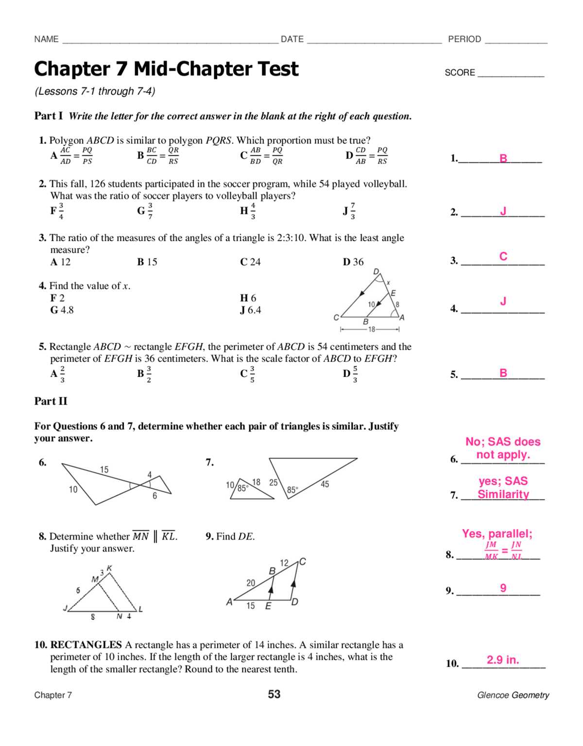 chapter 7 test answer key
