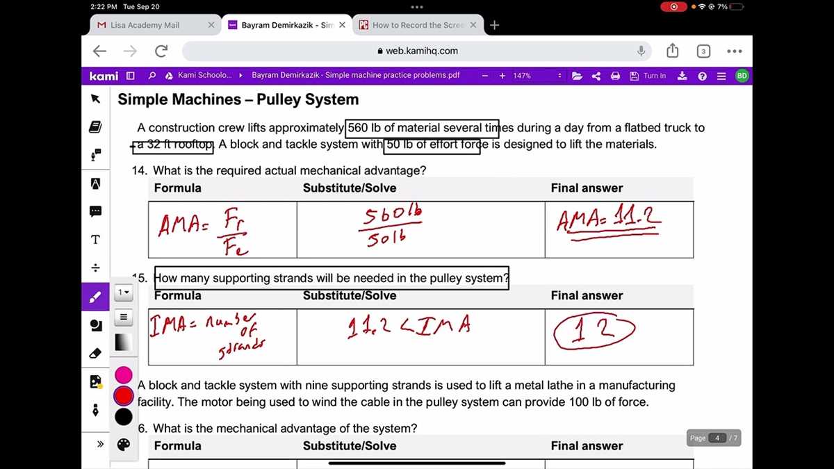 poe practice test simple machines answer key