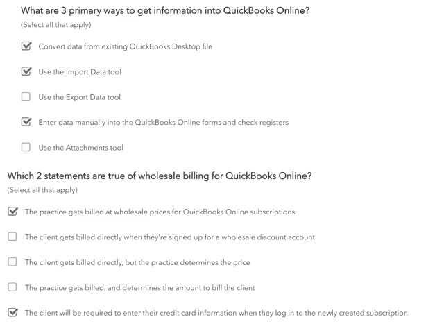 quickbooks practice test with answers