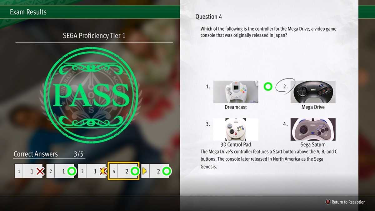 yakuza like a dragon sports tier 1 exam answers