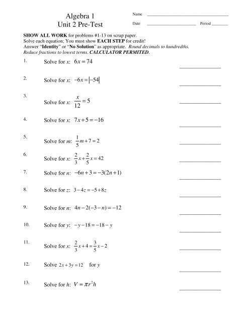 algebra 2 unit 12 test answers