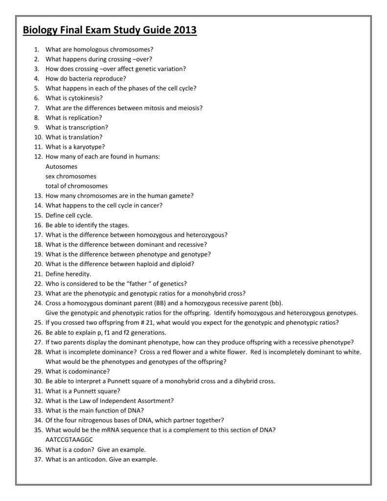 biology first semester exam study guide answers