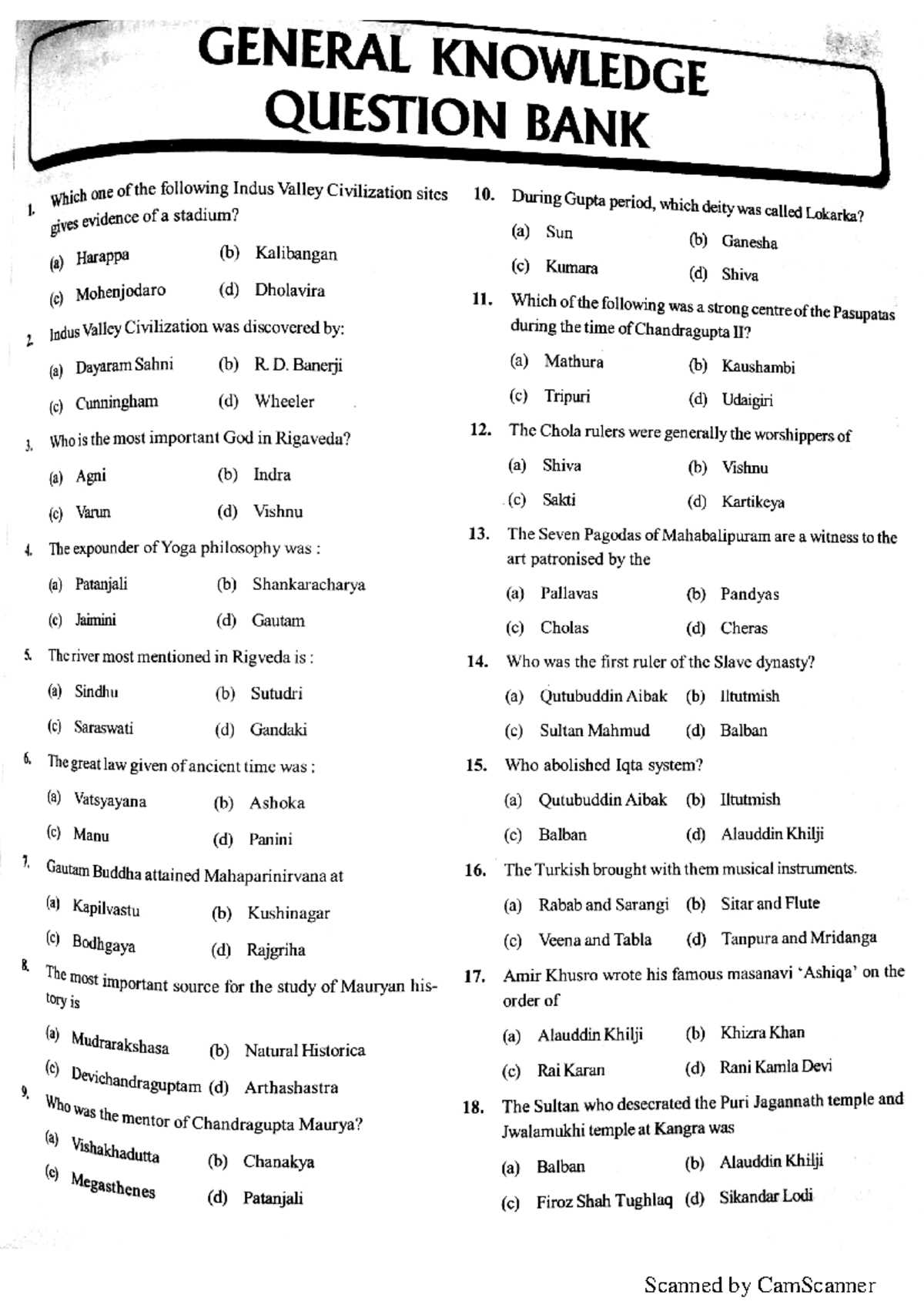 bank exam gk questions and answers