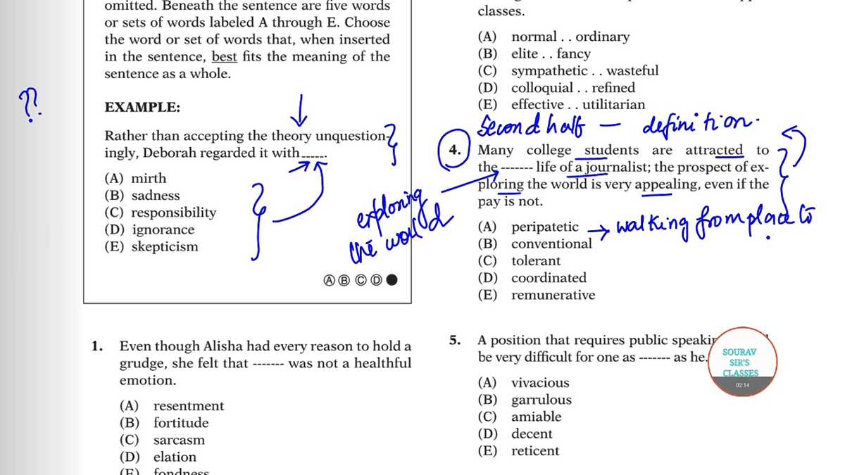 sat sample tests with answers