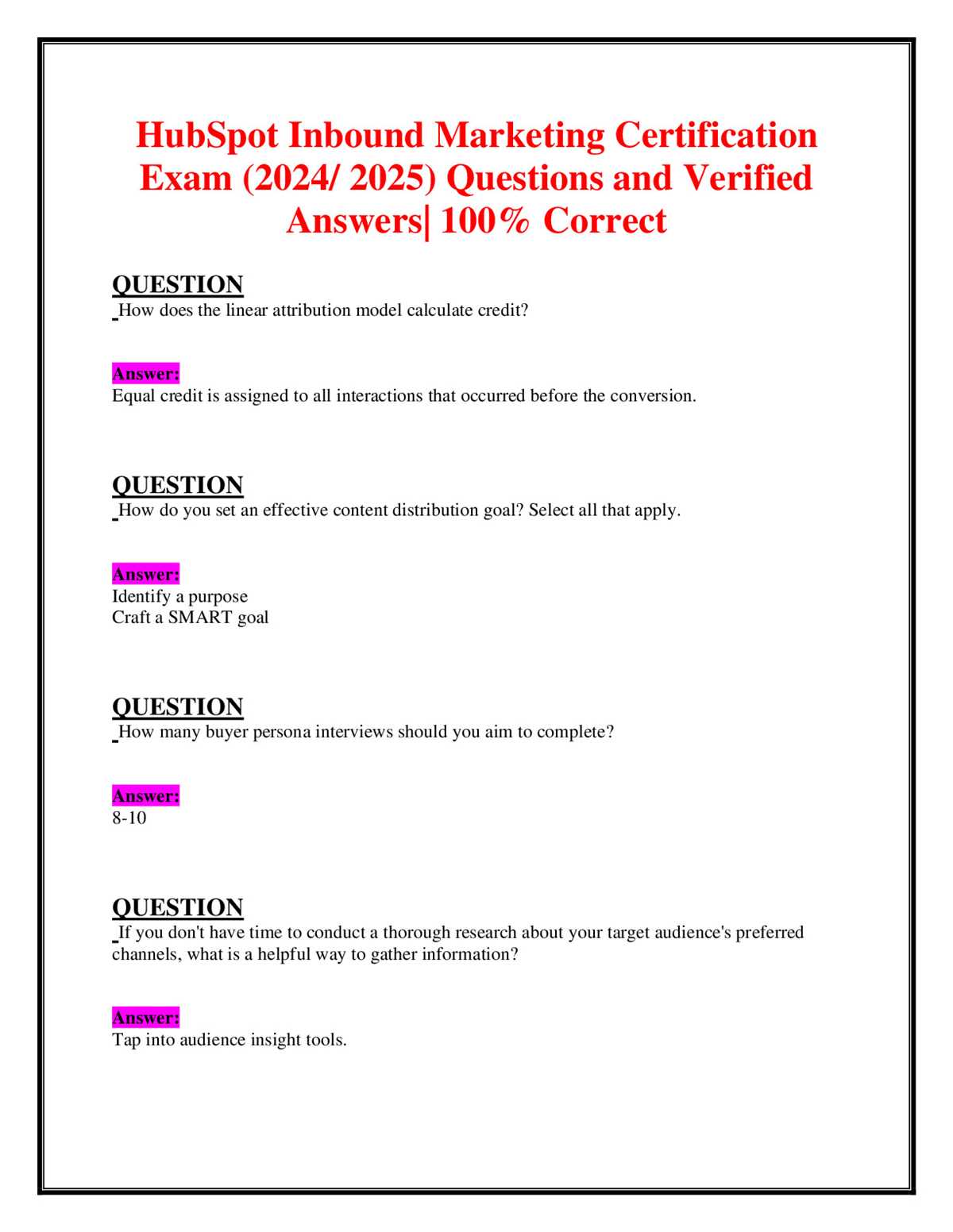 inbound hubspot exam answers
