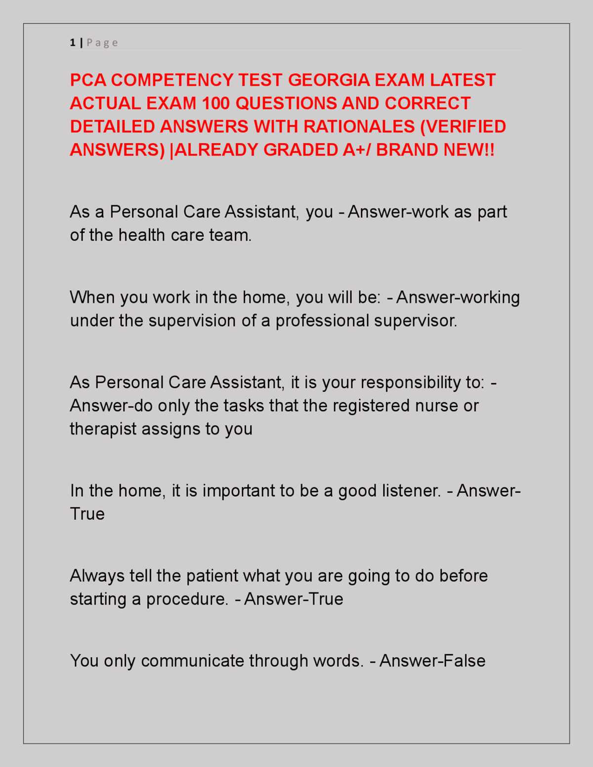 ga pca test answers
