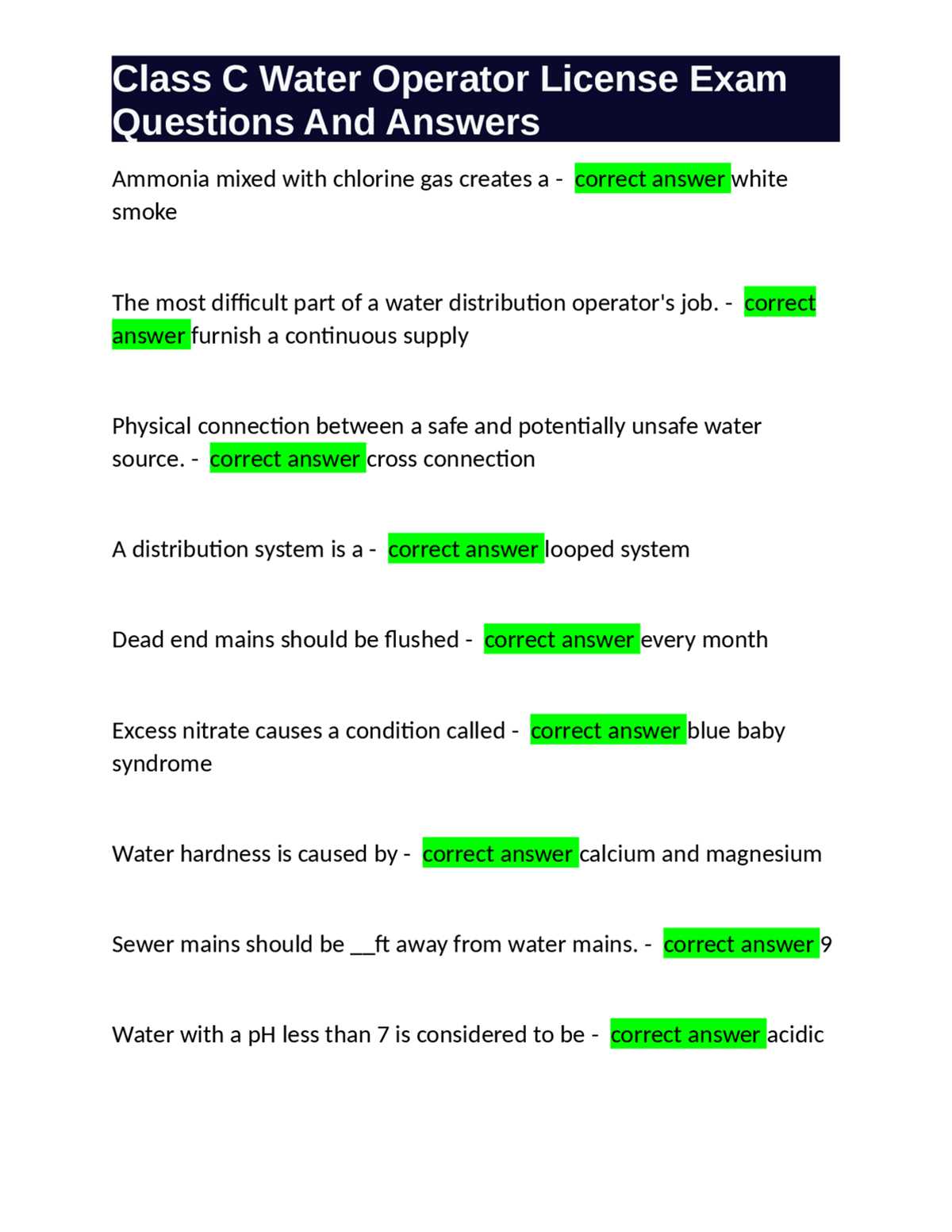 c test questions and answers