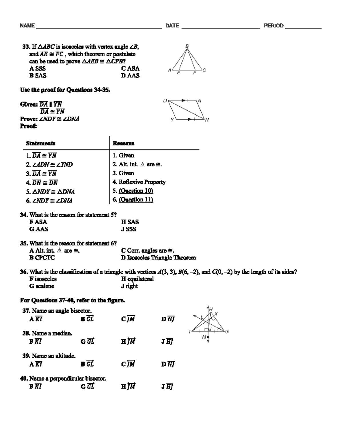 standardized test practice chapter 1 geometry answers