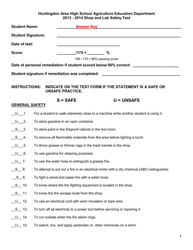 welding shop safety test answer key