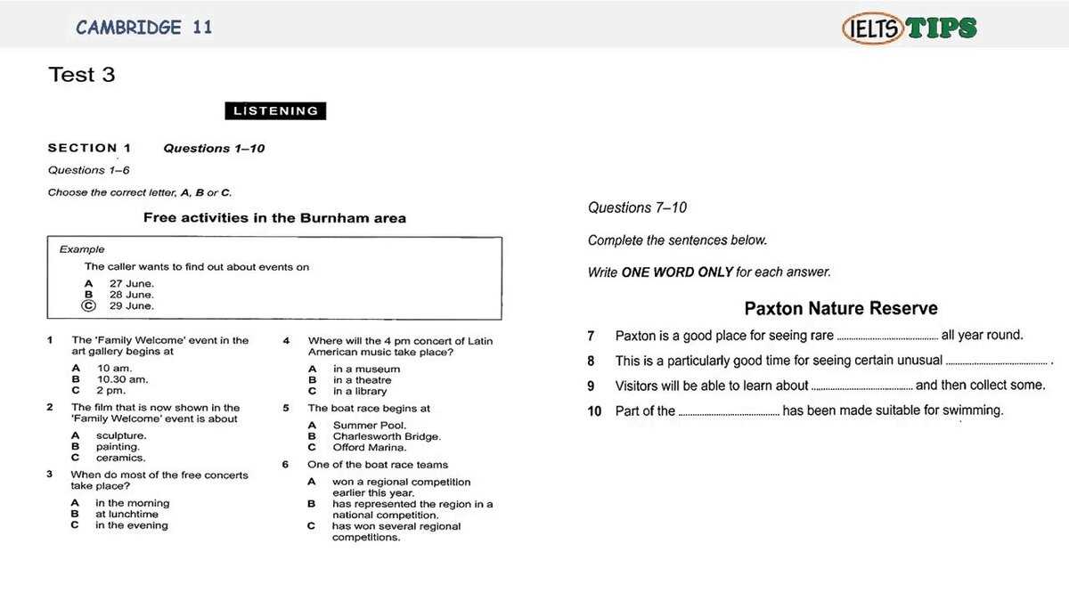 cambridge 3 test 3 listening answers