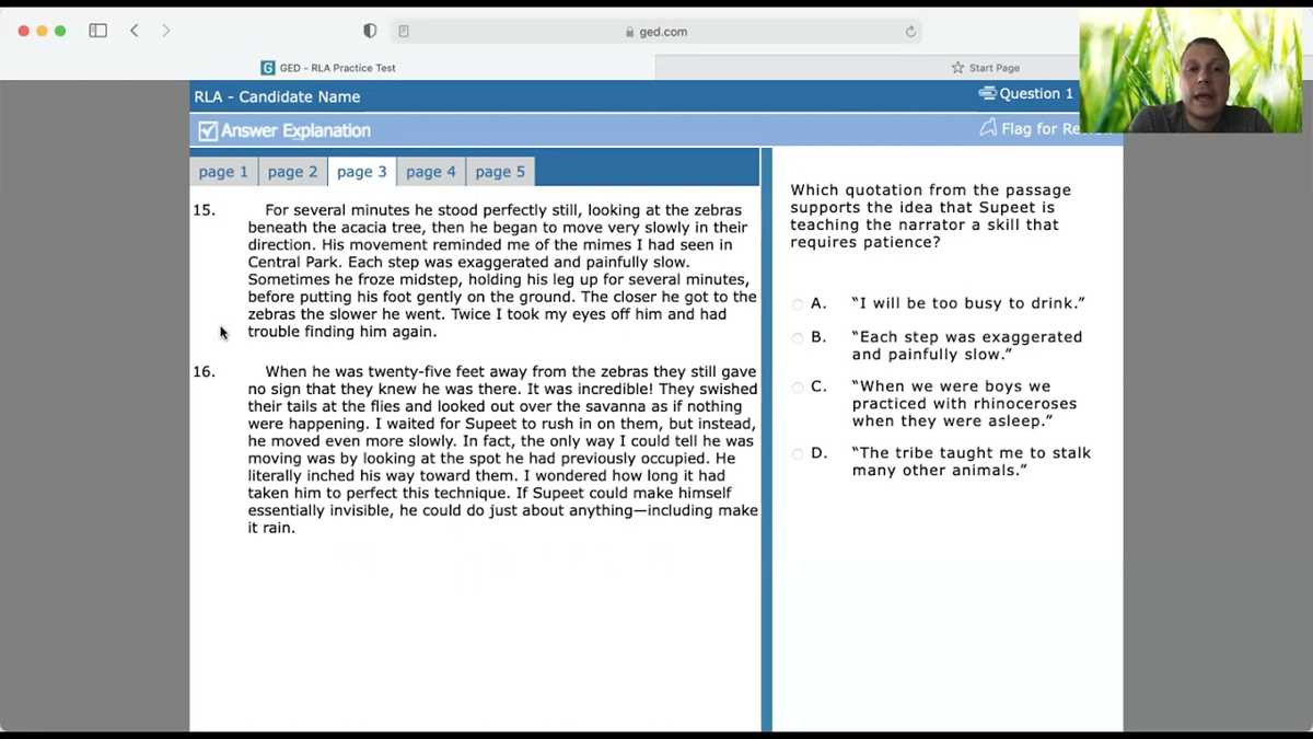 ged language arts test answers